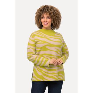 Ulla Popken  Pullover con design zebrato, collo alto e maniche lunghe 