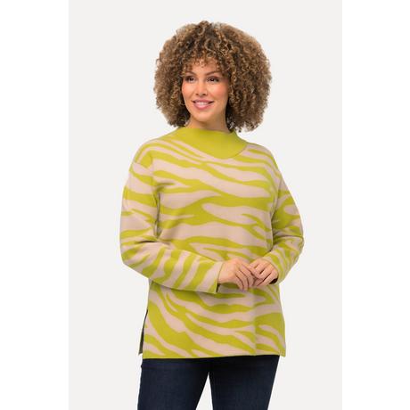 Ulla Popken  Pullover con design zebrato, collo alto e maniche lunghe 