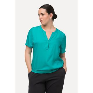 Ulla Popken  Bluse, Satin, Tunika-Ausschnitt, Halbarm 