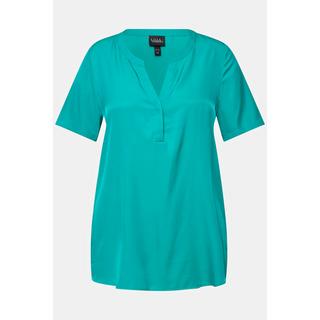 Ulla Popken  Bluse, Satin, Tunika-Ausschnitt, Halbarm 