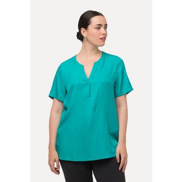 Blusa in raso con scollo a tunica e mezze maniche