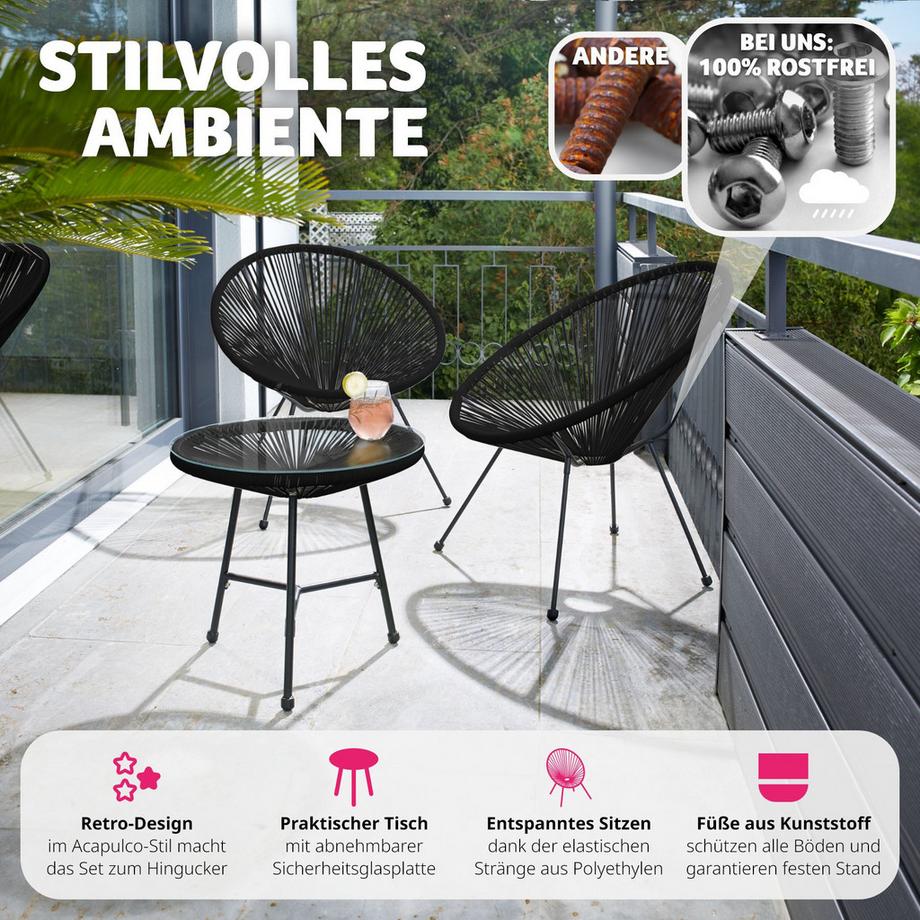 Tectake 2 sedie da giardino Santana con tavolo  