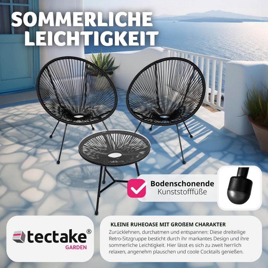 Tectake 2 sedie da giardino Santana con tavolo  