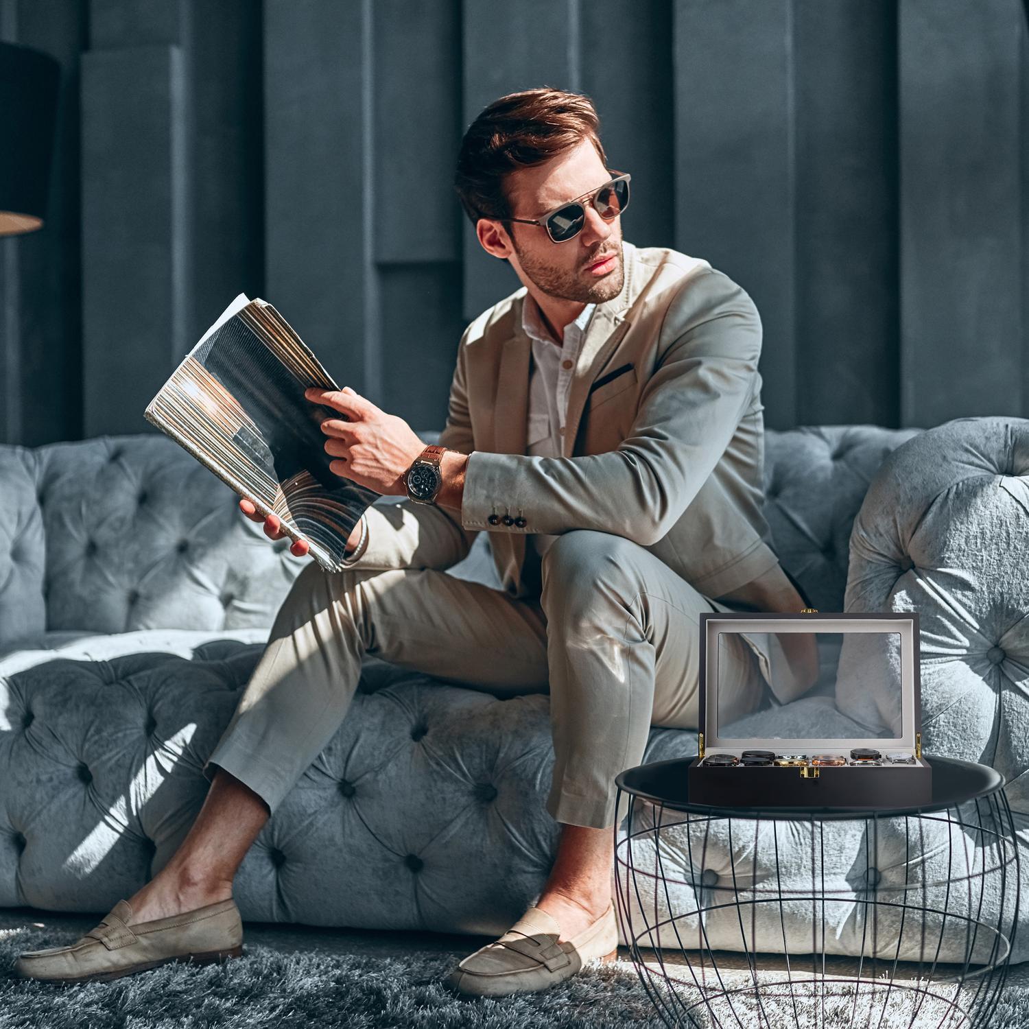 Northix  Scatola porta orologio con 12 scomparti 