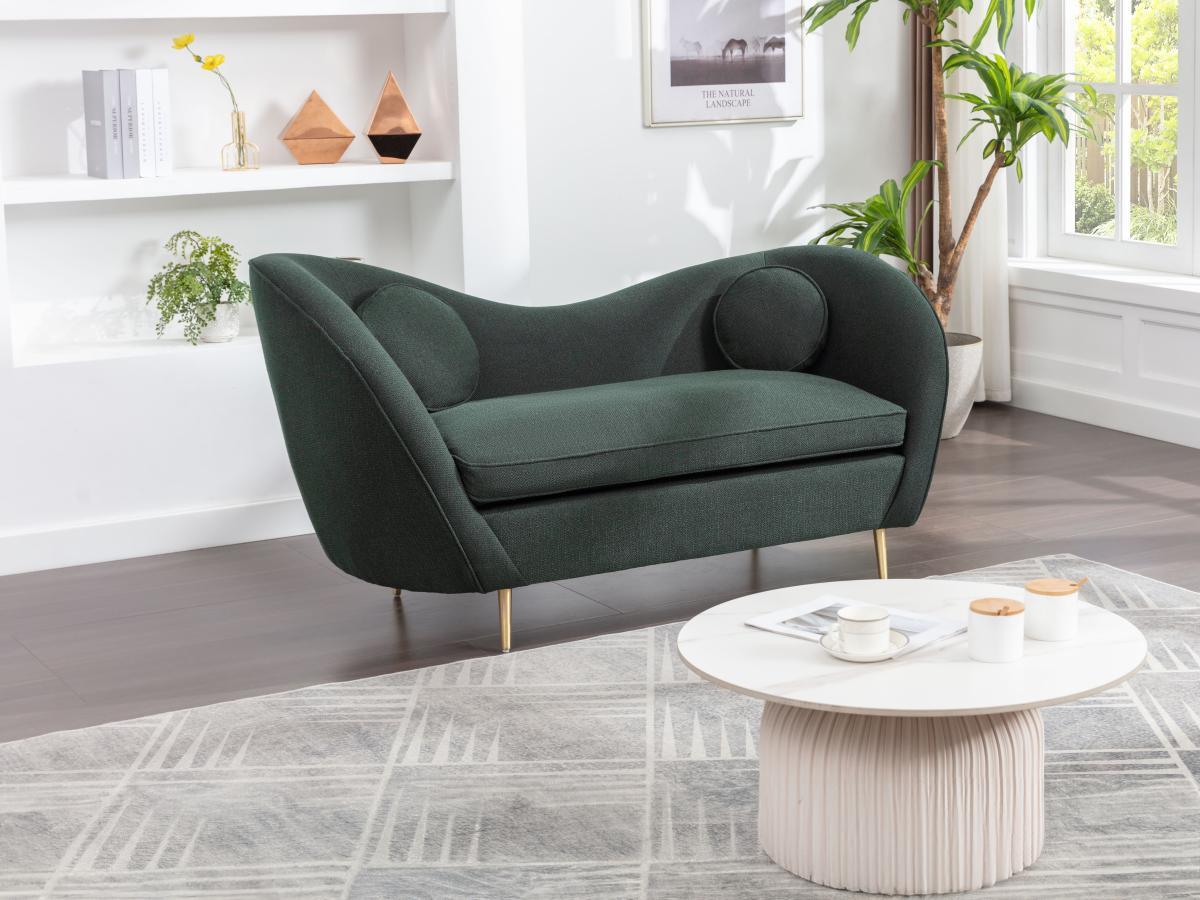 Vente-unique Sofa 2-Sitzer - Strukturstoff - Grün - ORMARA  