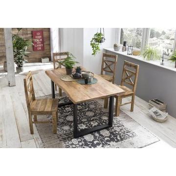 Table à manger en bois massif Mango sŠgerau acier 160x85