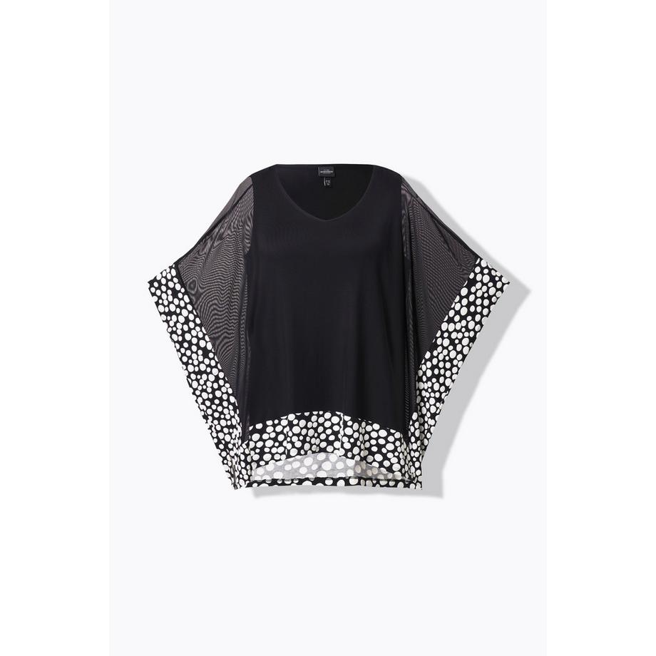 Ulla Popken Blusa in Chiffon Pallini Floccati Scollo a V Maniche 3/4  