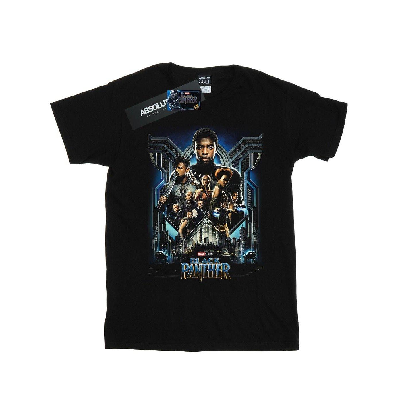 Image of Black Panther Movie Poster Tshirt Damen Schwarz S