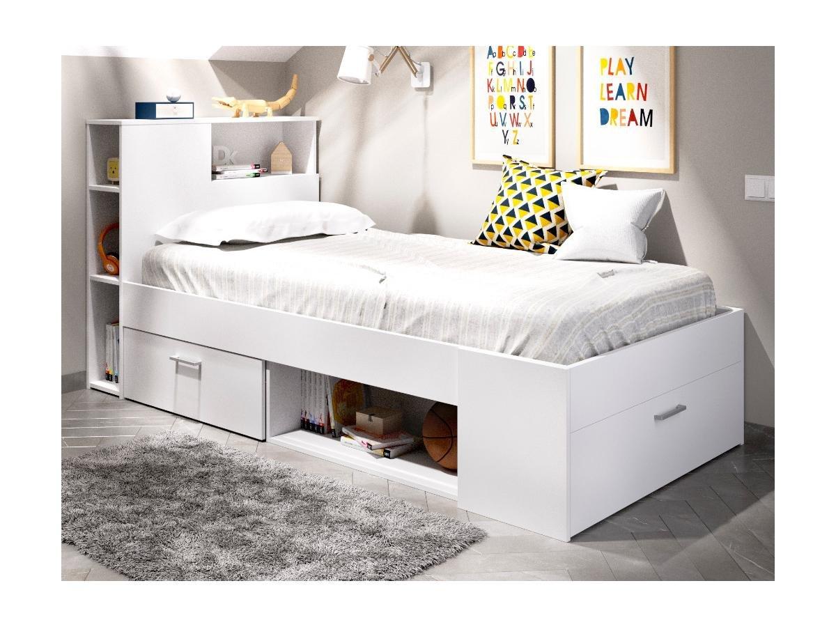 Vente-unique Bett mit Stauraum Schublade  + Matratze + Lattenrost LEANDRE  