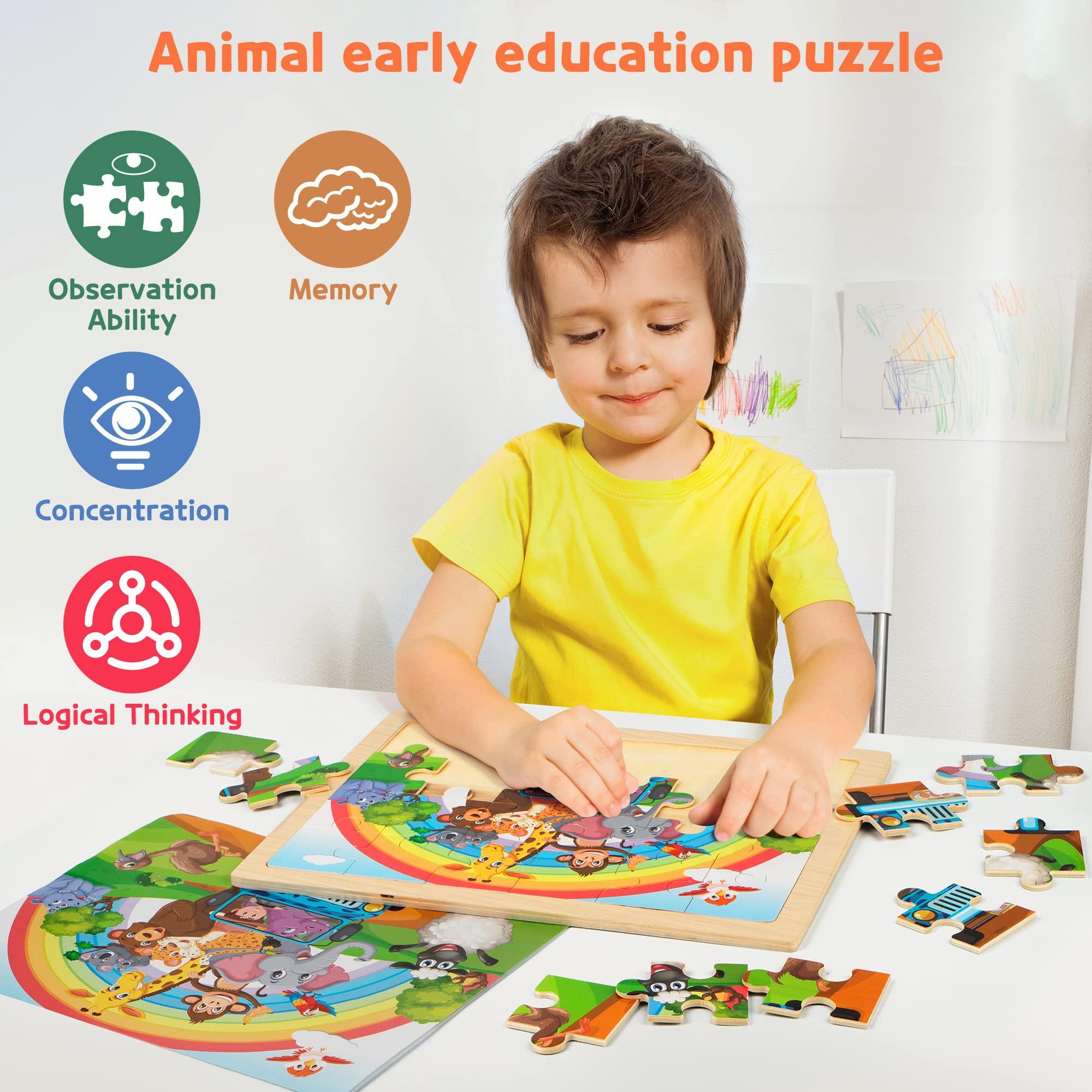 Activity-board  Kinder-Tier-Puzzle aus Holz, Vorschule Lernspielzeug 