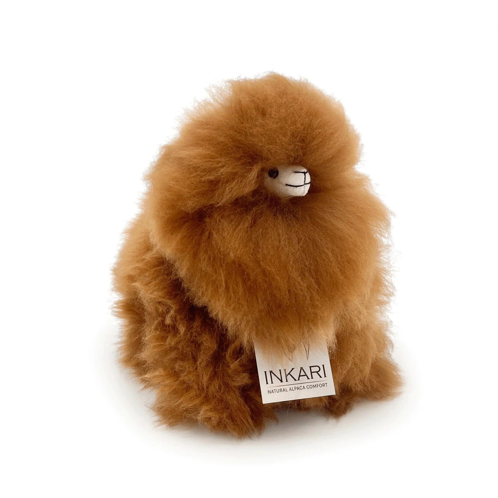 Inkari  Alpaka Kuscheltier Small (23 cm) - Fluff Monster - Hazelnut 