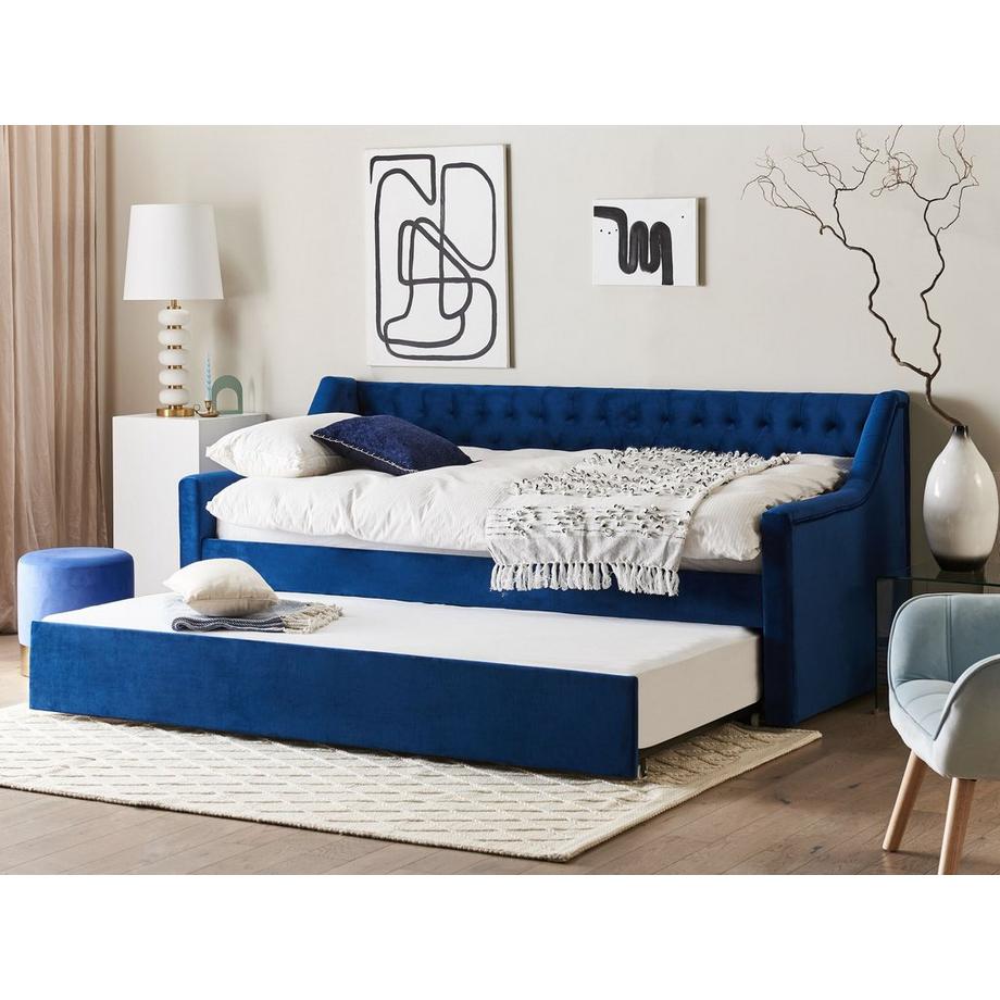 Beliani Letto con rete a doghe en Velluto Moderno MONTARGIS  