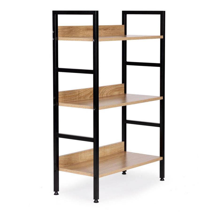 Northio Modernes Bücherregal aus Holz, Metallrahmen LOFT, 3 Regale  