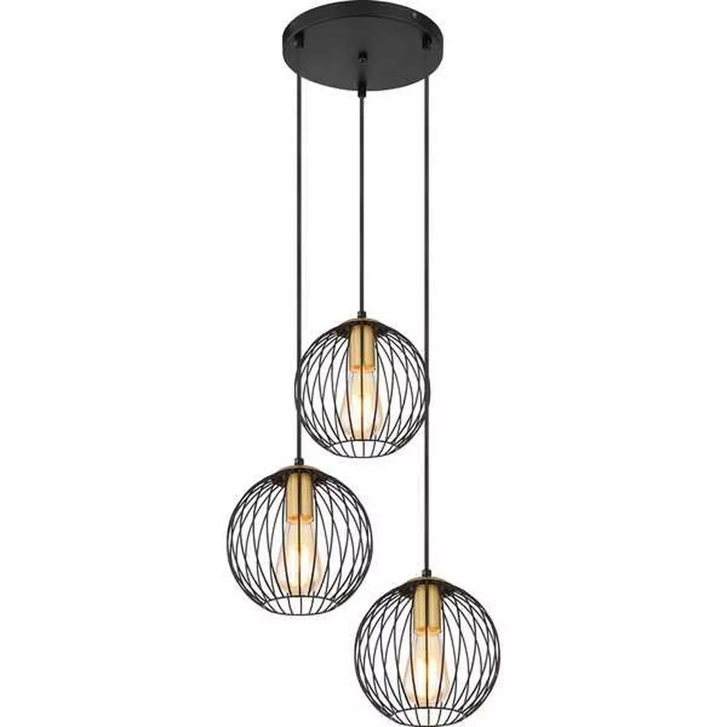 mutoni – Hängeleuchte Eusebius Metall 3xE27, One Size, Schwarz