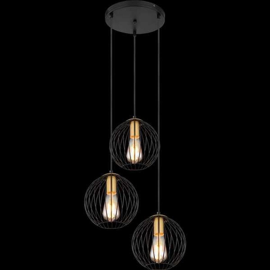 mutoni Lampe à suspension Eusèbe métal noir 3xE27  