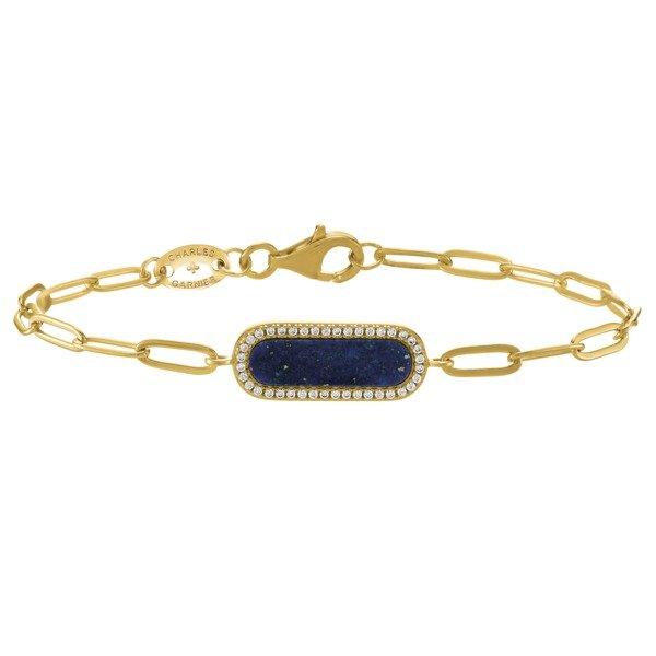 Image of Goldenes Silberarmband Damen Dunkelblau 18cm