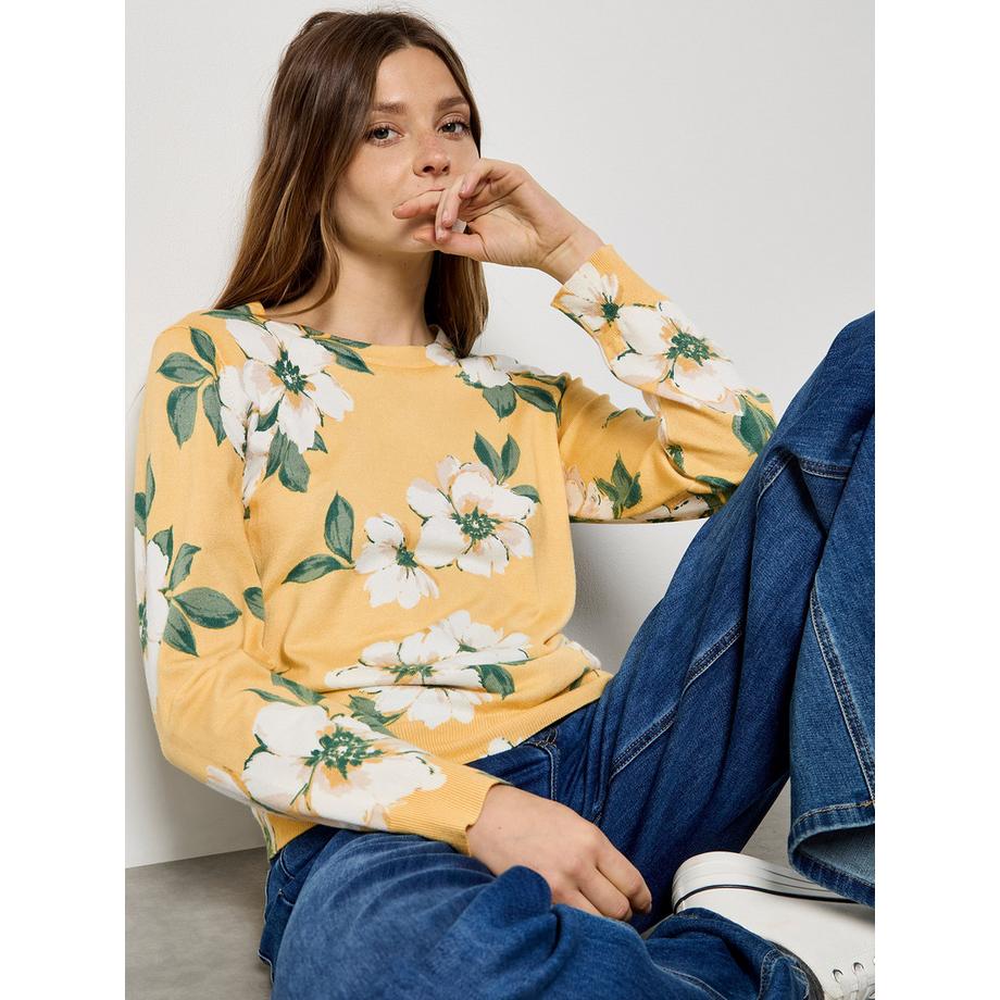APRICOT Pull en maille fine à imprimé floral  