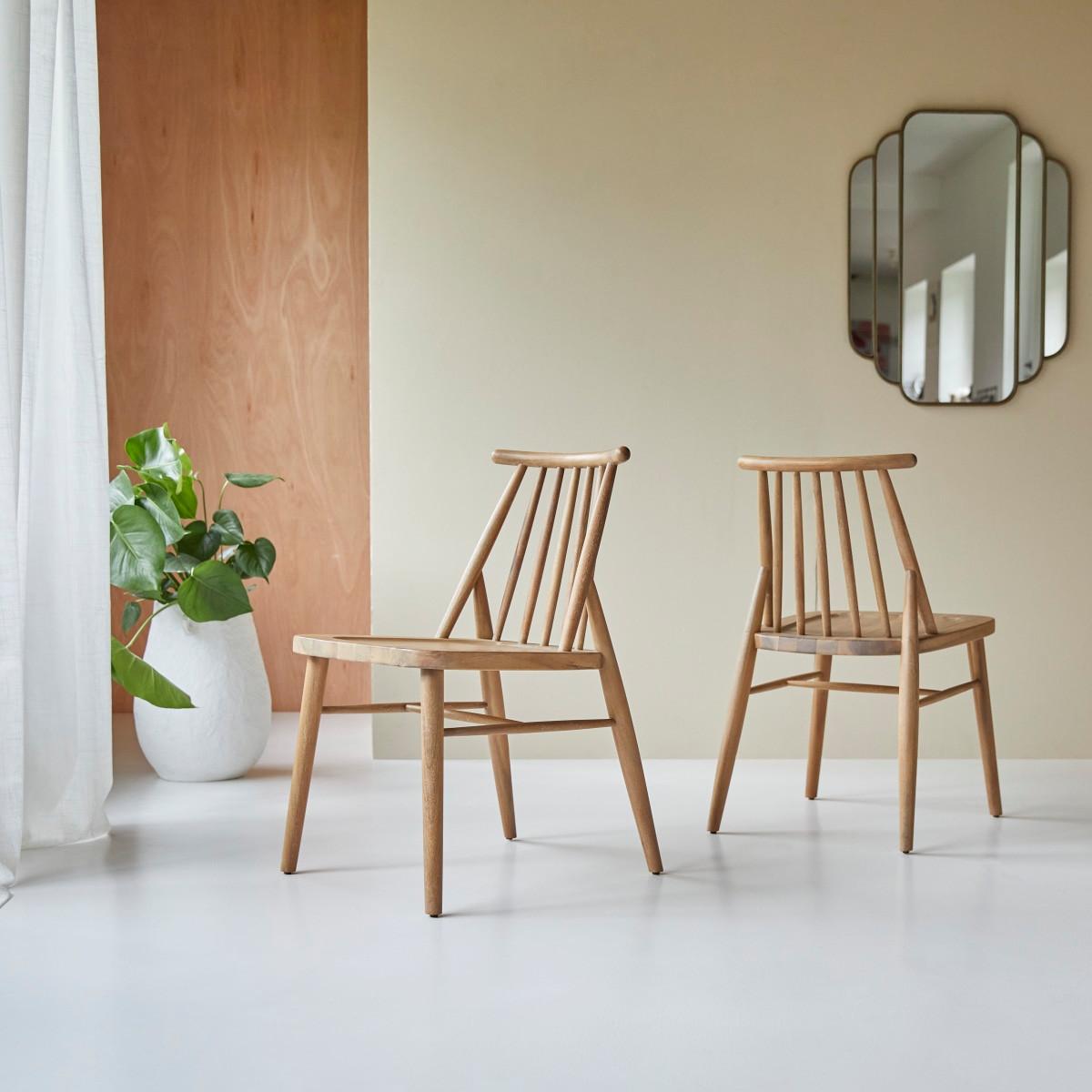 Tikamoon 2er-Set Stühle aus massivem Akazienholz Léa  