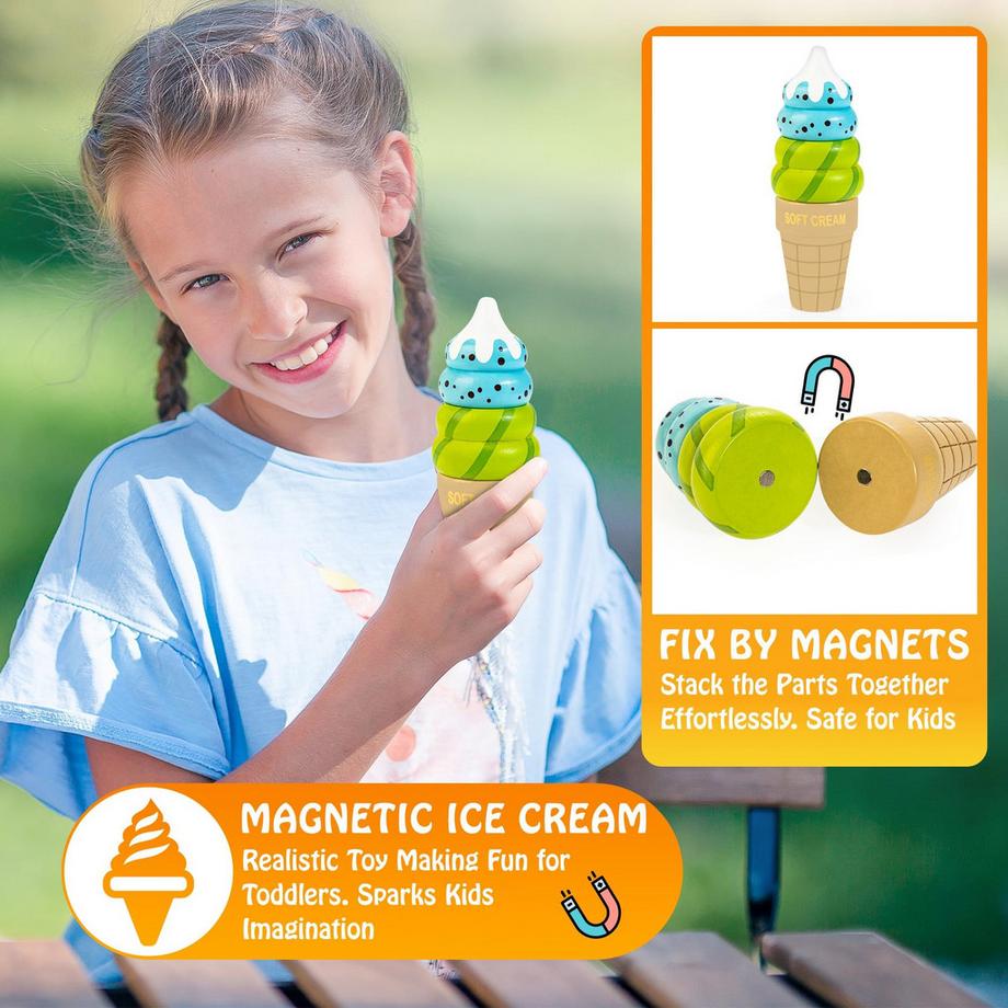 Activity-board  realistische hölzerne Hamburger Eiscreme Stapeln Spielzeug, Feinmotorik Lernspielzeug gefälschte Lebensmittel Spielzeug 