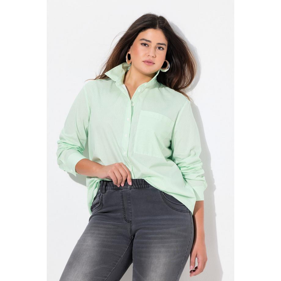 Ulla Popken Blouse à Rayures Coupe A Manches Longues Col Chemise  