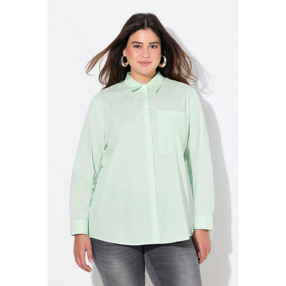 Ulla Popken Blouse à Rayures Coupe A Manches Longues Col Chemise  