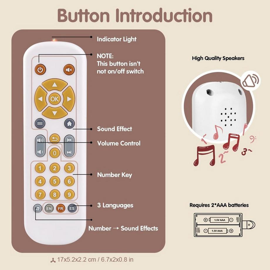 Activity-board  Ferngesteuertes Babyspielzeug, Musikspielzeug für Babys mit Englisch/Französisch/Spanisch, Lernspielzeug mit Liedern und Geräuschen 