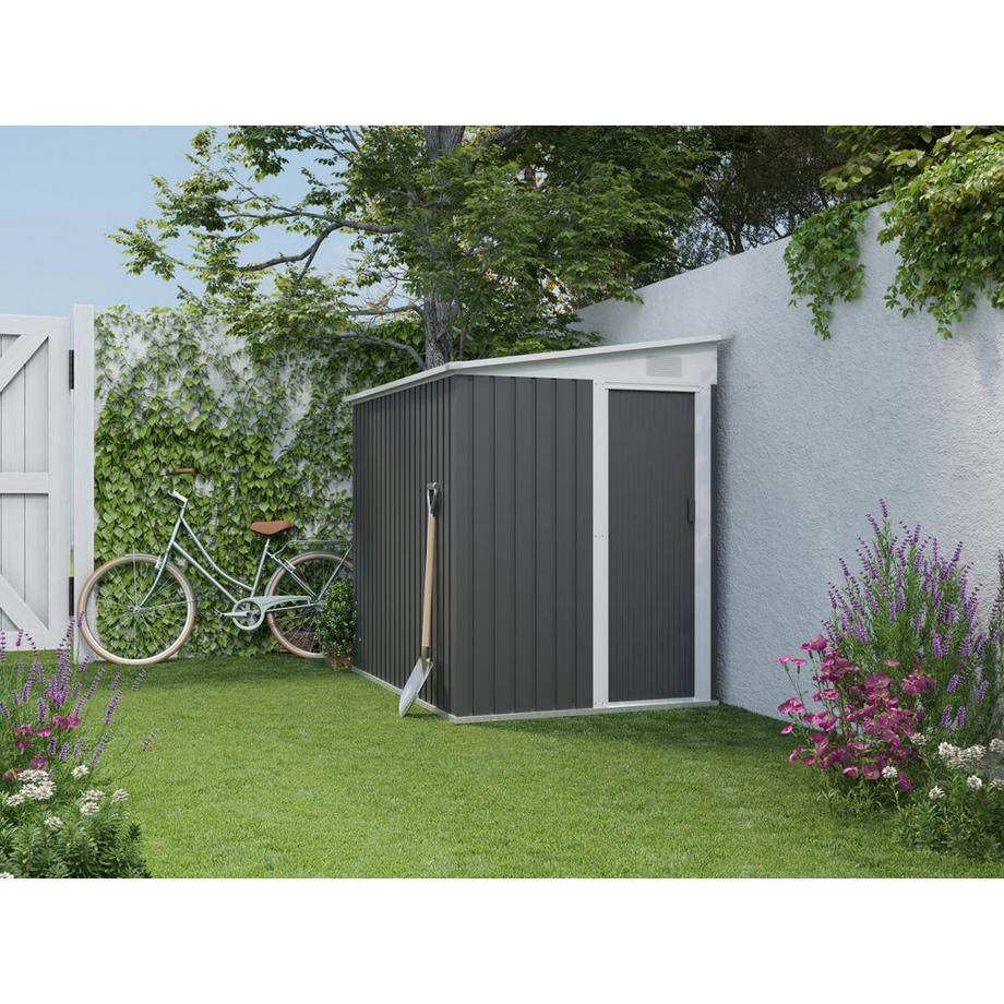 Vente-unique Anlehn-Gartenhaus Metall - verzinkter Stahl - Anthrazit - 3,15 m² - DAXTON  