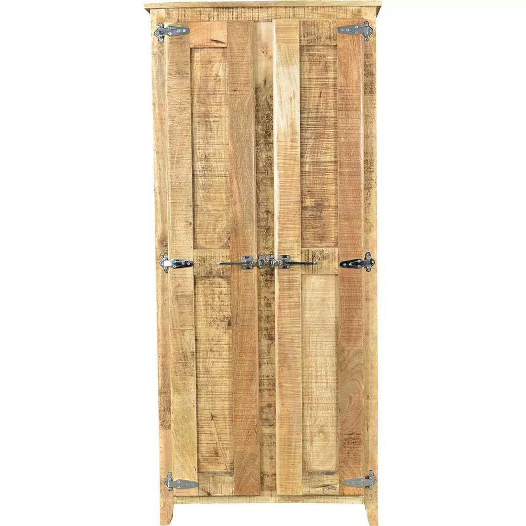 SIT Garderobenschrank "Brest aus Mangoholz mit 2 Türen, Kleiderstange & Böden" 2 Türen mit markanten Kühlschrankgriffen & viel Stauraum