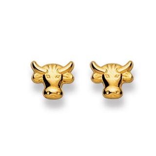 MUAU Schmuck  Ohrstecker Stier Gelbgold 750, 8mm 