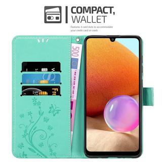 Cadorabo  Hülle für Samsung Galaxy A32 4G Blumen Design Magnetverschluss 