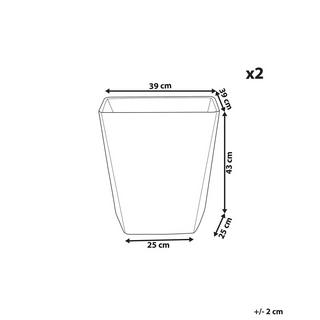 Beliani Set mit 2 Blumentöpfen aus Lehm-Faser-Mischung Klassisch DELOS  