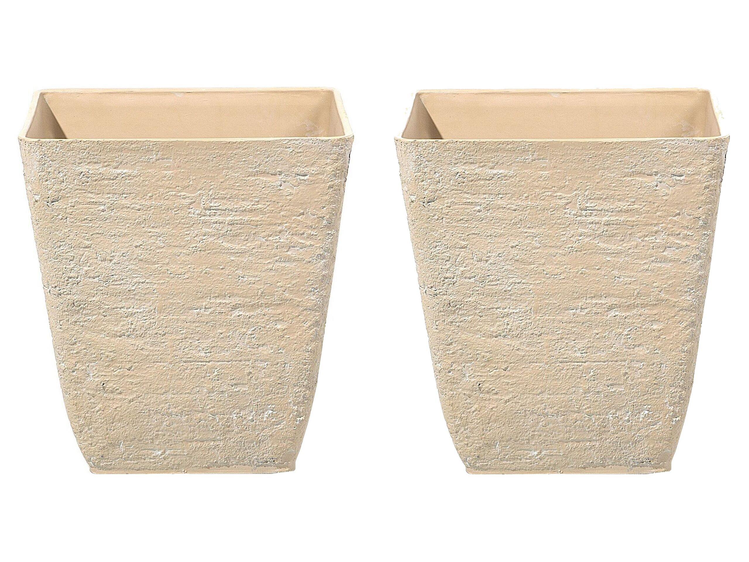 Image of Set mit 2 Blumentöpfen aus Steingemisch Modern DELOS Set mit 2 Blumentöpfen aus Steingemisch Modern DELOS