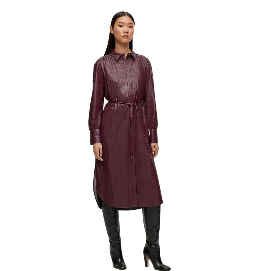 BOSS Dibanora Midi Hemd Kleid, Mit Kragen  