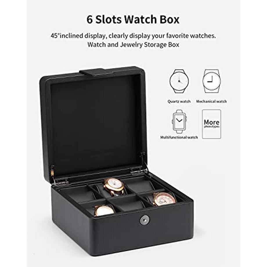 Only-bags.store  Uhrenbox, 6 Uhren Uhrenbox Leder, Uhrenbox Uhrenaufbewahrung, Uhrenbox mit PU Uhrenkissen, 
