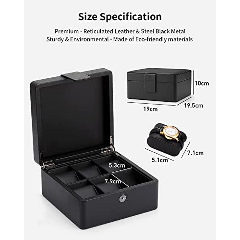 Only-bags.store  Uhrenbox, 6 Uhren Uhrenbox Leder, Uhrenbox Uhrenaufbewahrung, Uhrenbox mit PU Uhrenkissen, 