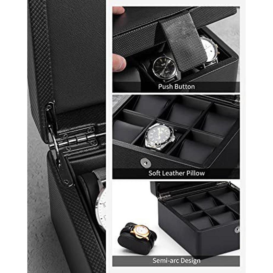 Only-bags.store  Uhrenbox, 6 Uhren Uhrenbox Leder, Uhrenbox Uhrenaufbewahrung, Uhrenbox mit PU Uhrenkissen, 