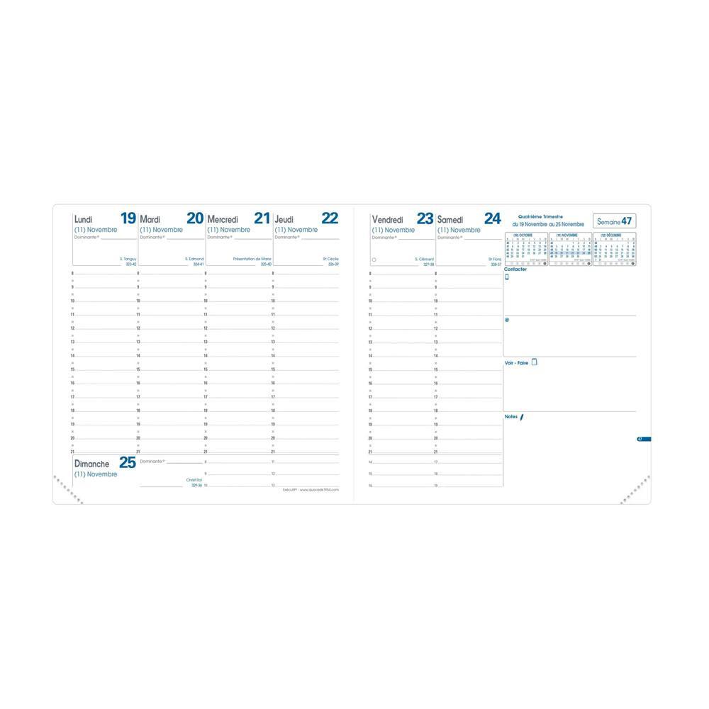 QUO-VADIS Quo Vadis - Terminkalender - 2025 - Executif - Die Woche Planning - Französisch - Club - Braun - Dez/Dez - 16x16 cm - Clairefontaine-Papier Weiß - Hergestellt in Frankreich  