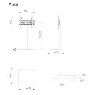 VCM Universal TV VESA Standfuß Ständer Fernseh Rack Glas Alani  