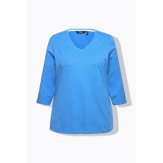 Ulla Popken  T-shirt imprimé. Coupe Classic Fit. Col en V et manches 3/4. 