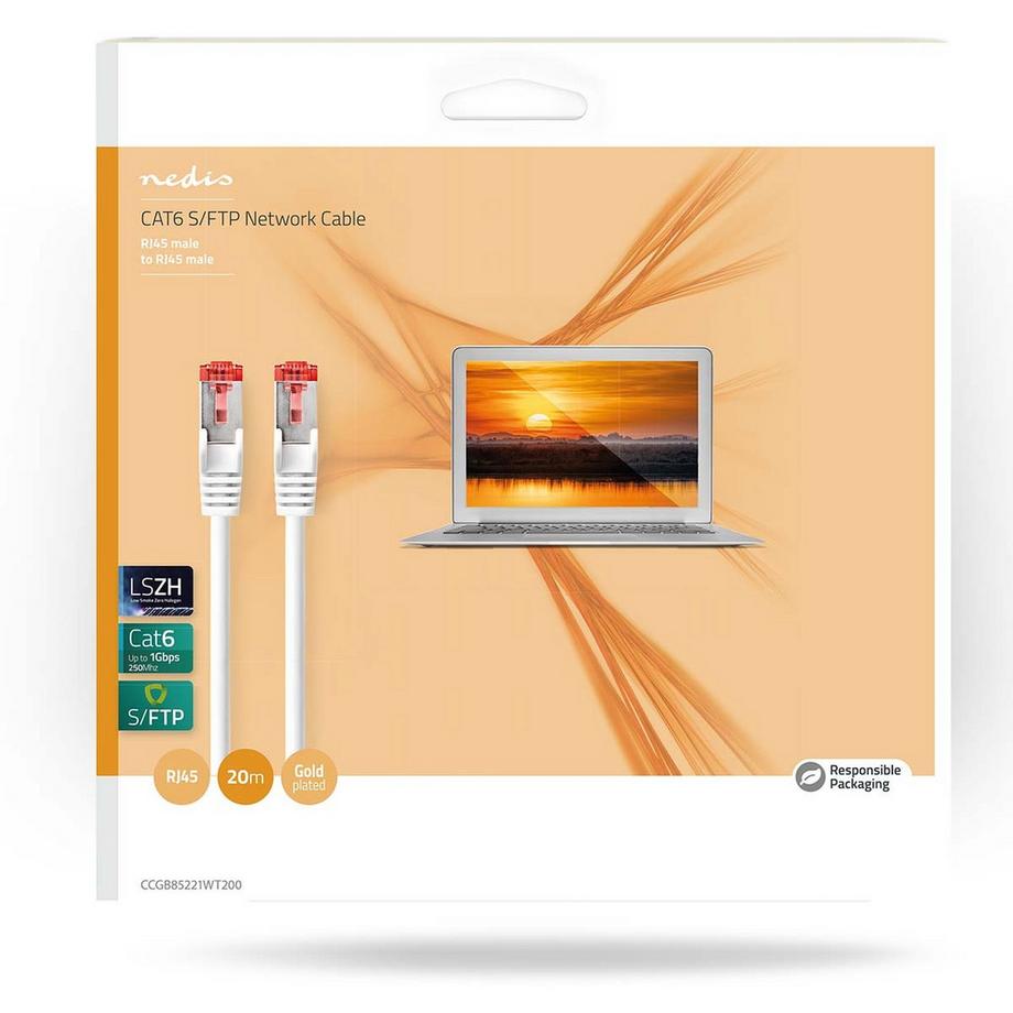 Nedis  CAT6 Netzwerkkabel | RJ45 Stecker | RJ45 Stecker | S/FTP | 20,0 m | Innenbereich | Rund | LSZH | Weiß | Boxen 