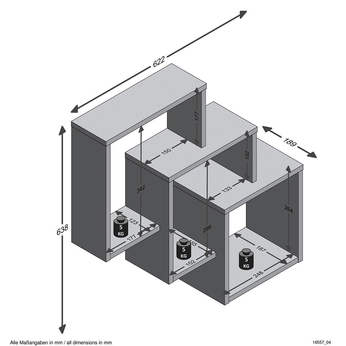 Calicosy Scaffale a muro con 3 scomparti L64 cm - Fibi  