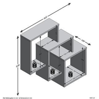 Calicosy Scaffale a muro con 3 scomparti L64 cm - Fibi  