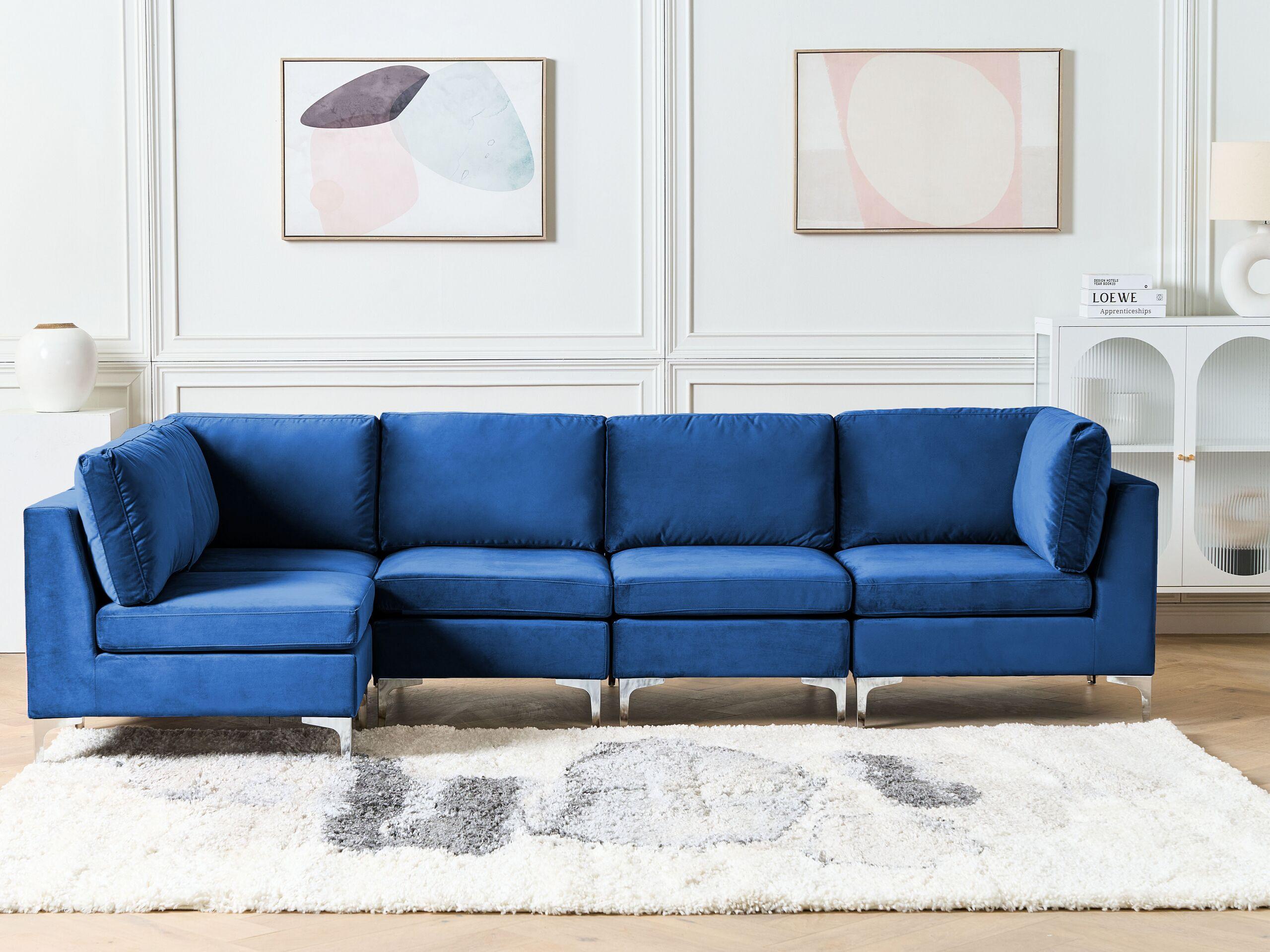 Beliani Ecksofa aus Samtstoff Modern EVJA  