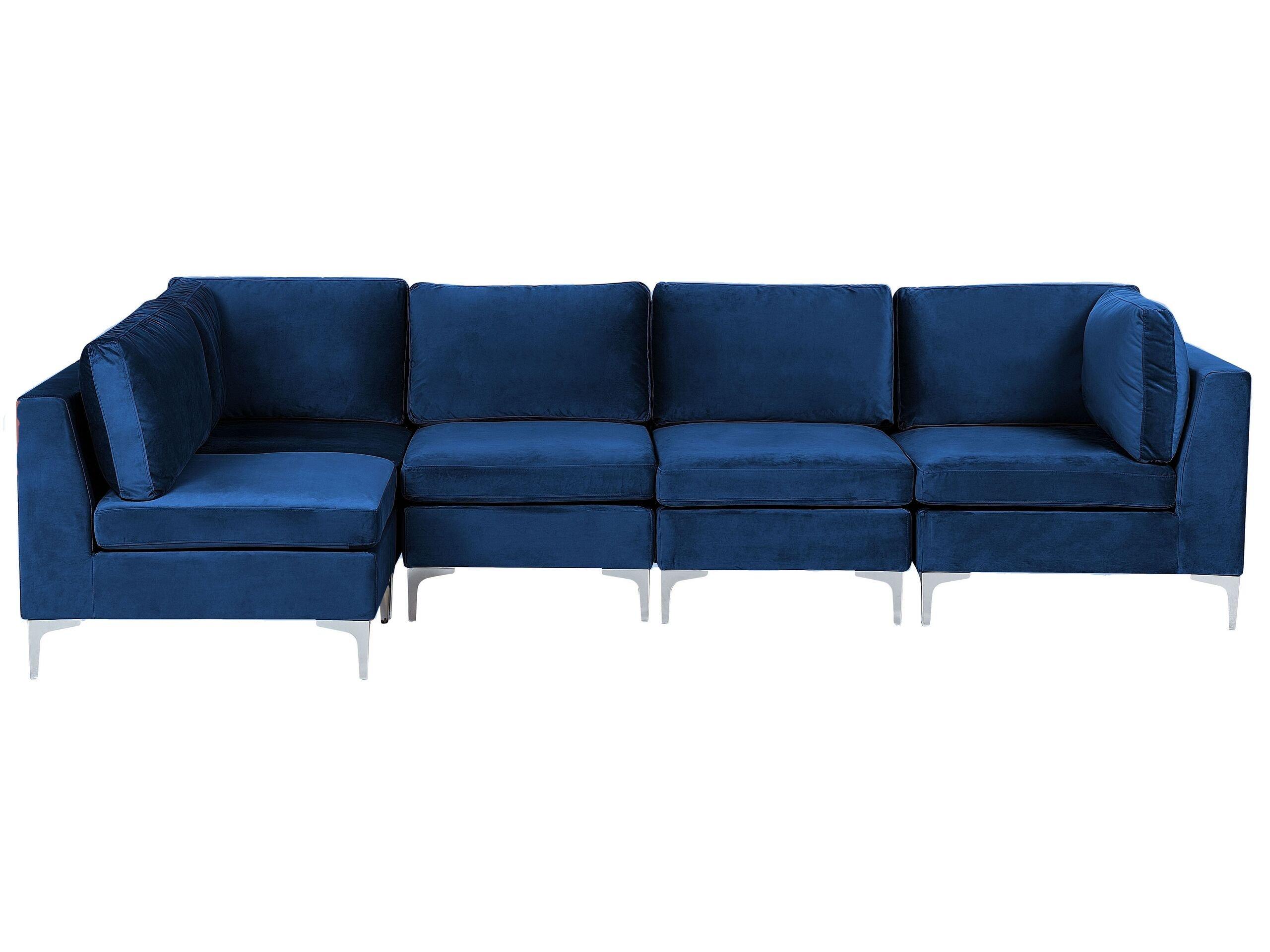 Beliani Ecksofa aus Samtstoff Modern EVJA  