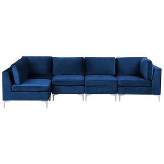 Beliani Ecksofa aus Samtstoff Modern EVJA  