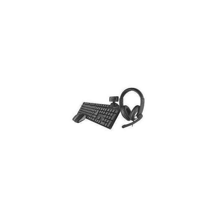 Trust  Pack 4 en 1 homeoffice avec clavier sours et casque webcam  QOBY 