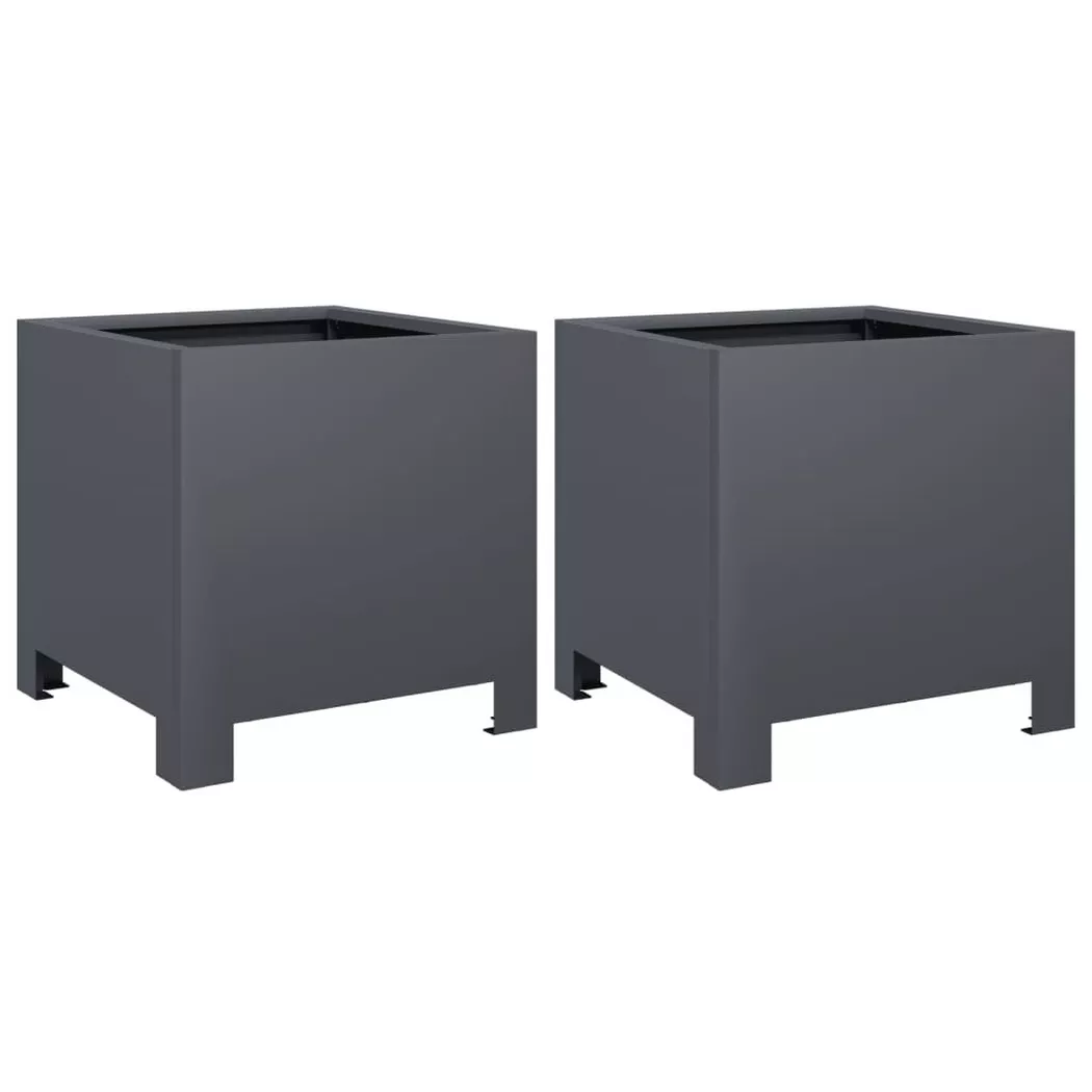 vidaXL Pflanzkübel 2 Stk. Anthrazit 30x30x30 Stahl