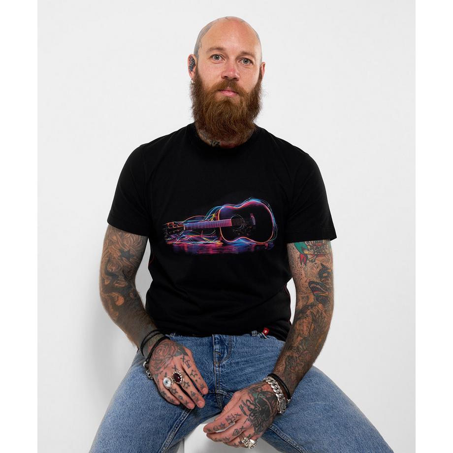 T-shirt graphique guitare néon