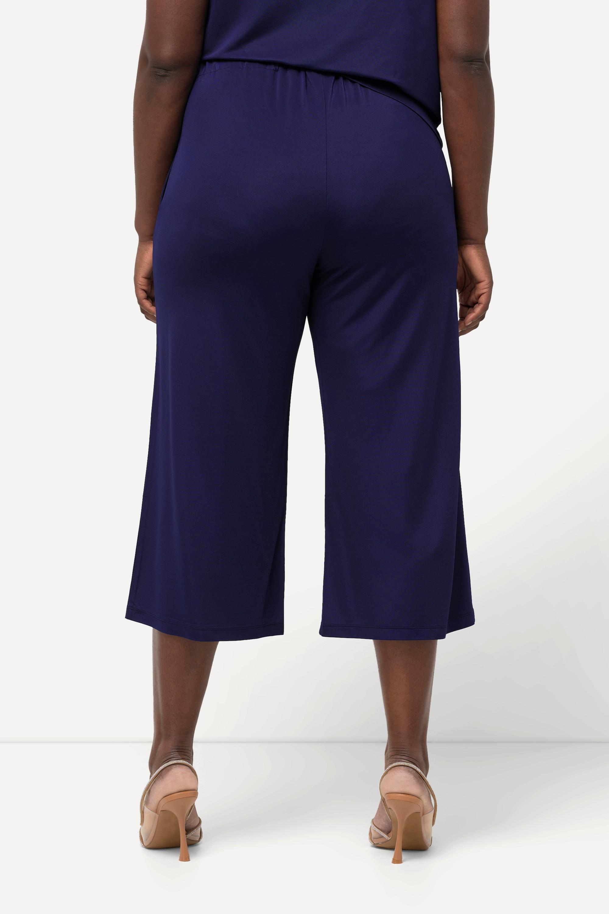 Ulla Popken  Culottes in tessuto fluente con taglio della gamba ampio e lungo fino al polpaccio e cintura elastica 