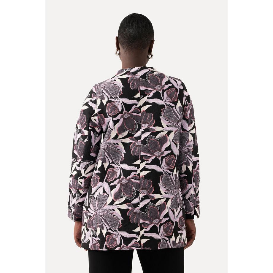 Ulla Popken Jacquard Blüten Kelchkragen Jacke  